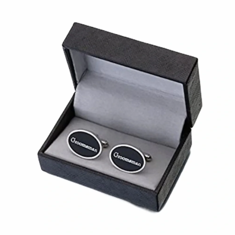 Lillian Rose, Inc. Groomsman Cuff Links Black Silver tone